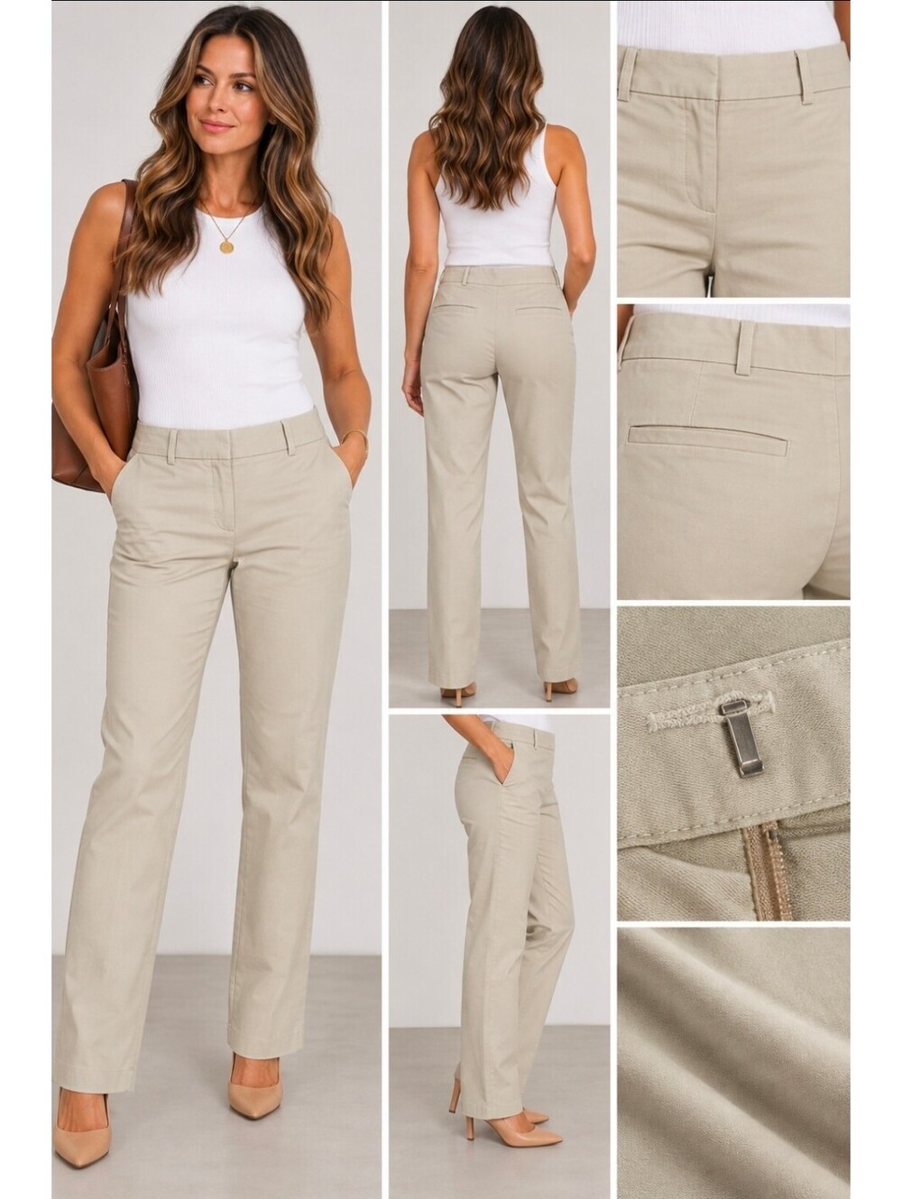 Liz Claiborne Audra Women’s Size 6 Beige Khaki Straight Leg Stretch Pants